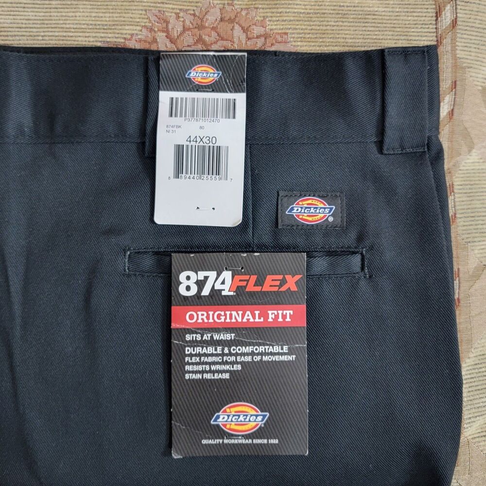 Dickies 874 Flex Original Fit Pants Mens 44x30 Black Work Uniform Bottoms NWT - Picture 10 of 13